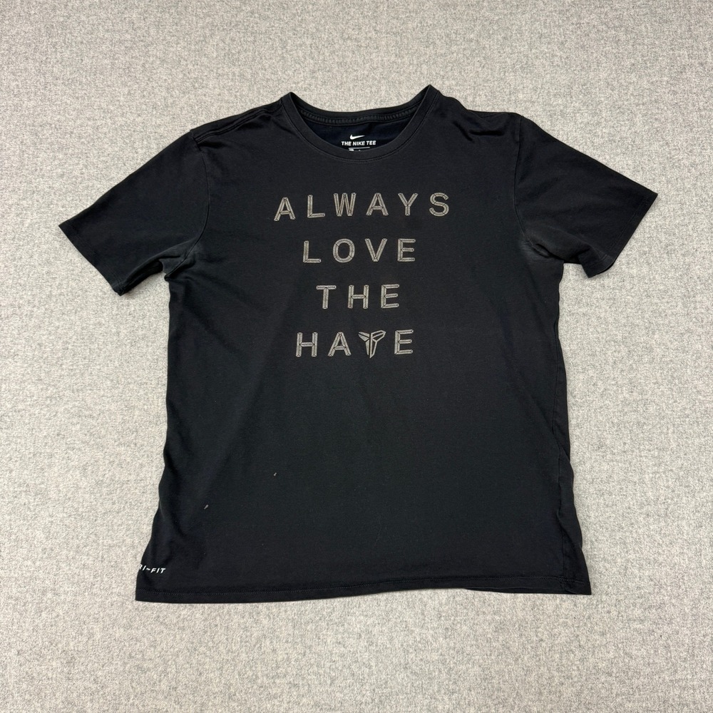 Nike Kobe Bryant Always Love The Hate Shirt Large Black Mamba Logo Dri-FIT